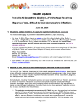 Actualización de salud: suministro de bicilina, dermatofito poco común, SFDPH, 06-2024